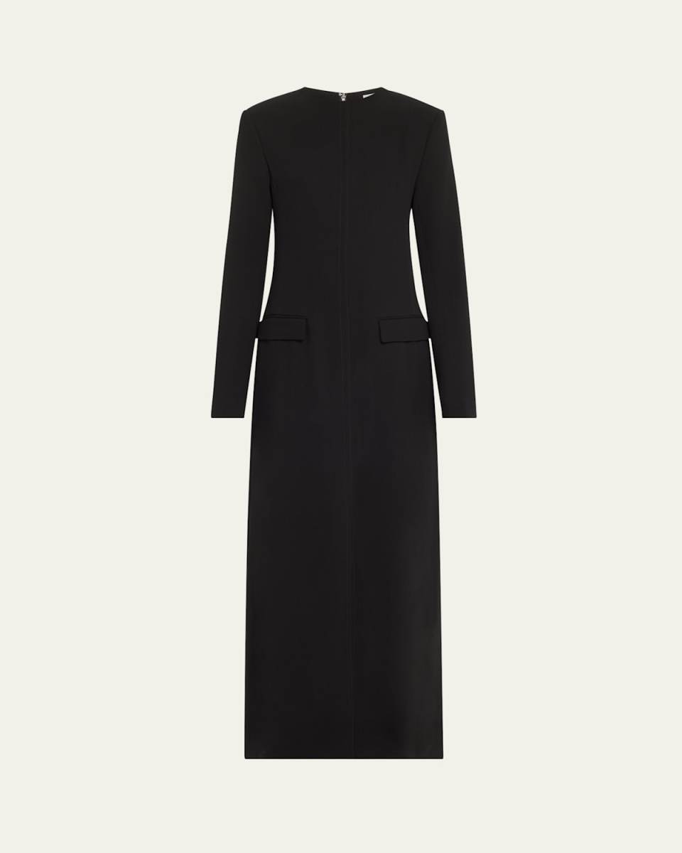 Long Crepe Pocket Dress